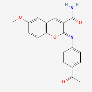 molecular formula C19H16N2O4 B2484087 (Z)-2-((4-acetylphenyl)imino)-6-methoxy-2H-chromene-3-carboxamide CAS No. 329195-40-6