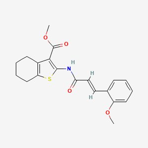 molecular formula C20H21NO4S B2484094 (E)-methyl 2-(3-(2-methoxyphenyl)acrylamido)-4,5,6,7-tetrahydrobenzo[b]thiophene-3-carboxylate CAS No. 651009-32-4
