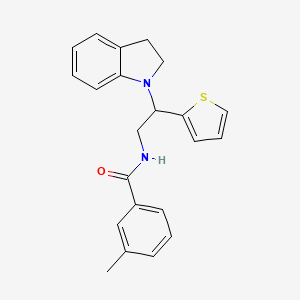 molecular formula C22H22N2OS B2484109 N-(2-(indolin-1-yl)-2-(thiophen-2-yl)ethyl)-3-methylbenzamide CAS No. 898407-38-0