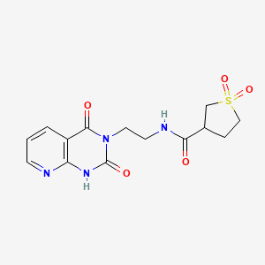 molecular formula C14H16N4O5S B2484119 N-(2-(2,4-dioxo-1,2-dihydropyrido[2,3-d]pyrimidin-3(4H)-yl)ethyl)tetrahydrothiophene-3-carboxamide 1,1-dioxide CAS No. 2034320-74-4