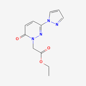 molecular formula C11H12N4O3 B2484121 乙酸2-(6-氧代-3-(1H-吡唑-1-基)吡啶并[6H]-基)酯 CAS No. 1334374-05-8