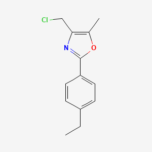 molecular formula C13H14ClNO B2484129 4-(Chloromethyl)-2-(4-ethylphenyl)-5-methyl-1,3-oxazole CAS No. 475481-81-3