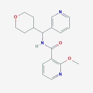 molecular formula C18H21N3O3 B2484138 2-甲氧基-N-(吡啶-3-基(四氢-2H-吡喃-4-基)甲基)烟酰胺 CAS No. 2034406-60-3