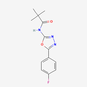 molecular formula C13H14FN3O2 B2484141 N-(5-(4-fluorophenyl)-1,3,4-oxadiazol-2-yl)pivalamide CAS No. 256325-53-8