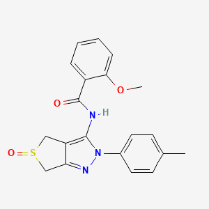 molecular formula C20H19N3O3S B2484148 2-methoxy-N-[2-(4-methylphenyl)-5-oxo-4,6-dihydrothieno[3,4-c]pyrazol-3-yl]benzamide CAS No. 1007551-34-9