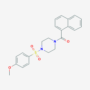 molecular formula C22H22N2O4S B248415 Methyl 4-{[4-(1-naphthoyl)-1-piperazinyl]sulfonyl}phenyl ether 