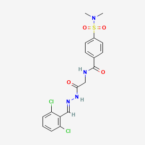 molecular formula C18H18Cl2N4O4S B2484158 (E)-N-(2-(2-(2,6-二氯苯甲亚甲基)肼基)-2-氧代乙基)-4-(N,N-二甲基磺酰胺)苯甲酰胺 CAS No. 391885-03-3