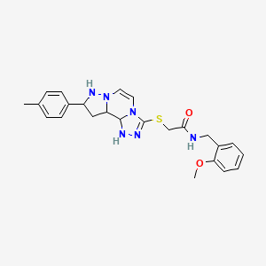 molecular formula C24H22N6O2S B2484160 N-[(2-甲氧基苯基)甲基]-2-{[11-(4-甲基苯基)-3,4,6,9,10-五氮杂三环[7.3.0.0^{2,6}]十二烷-1(12),2,4,7,10-五烯-5-基]硫基}乙酰胺 CAS No. 1223935-99-6
