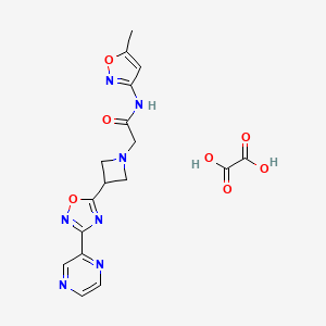 molecular formula C17H17N7O7 B2484163 N-(5-甲基异噁唑-3-基)-2-(3-(3-(吡啶-2-基)-1,2,4-噁二唑-5-基)氮杂环丁烷-1-基)乙酰胺 草酸盐 CAS No. 1396680-57-1