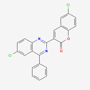 molecular formula C23H12Cl2N2O2 B2484173 6-chloro-3-(6-chloro-4-phenylquinazolin-2-yl)-2H-chromen-2-one CAS No. 443106-37-4