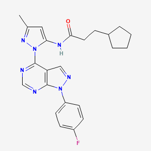 molecular formula C23H24FN7O B2484178 3-cyclopentyl-N-(1-(1-(4-fluorophenyl)-1H-pyrazolo[3,4-d]pyrimidin-4-yl)-3-methyl-1H-pyrazol-5-yl)propanamide CAS No. 1007060-79-8