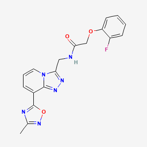 molecular formula C18H15FN6O3 B2484182 2-(2-fluorophenoxy)-N-((8-(3-methyl-1,2,4-oxadiazol-5-yl)-[1,2,4]triazolo[4,3-a]pyridin-3-yl)methyl)acetamide CAS No. 2034439-14-8