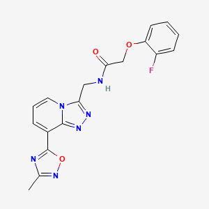 molecular formula C18H15FN6O3 B2484182 2-(2-氟苯氧基)-N-((8-(3-甲基-1,2,4-噁二唑-5-基)-[1,2,4]三唑并[4,3-a]吡啶-3-基)甲基)乙酰胺 CAS No. 2034439-14-8