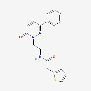 molecular formula C18H17N3O2S B2484191 N-(2-(6-oxo-3-phenylpyridazin-1(6H)-yl)ethyl)-2-(thiophen-2-yl)acetamide CAS No. 921528-26-9