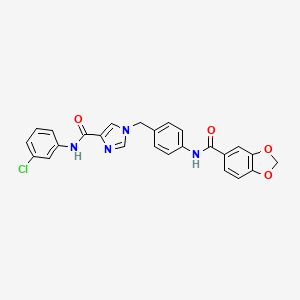 molecular formula C25H19ClN4O4 B2484199 1-{[4-(2H-1,3-苯并二氧杂环[5.4-c]苯并咪唑-5-基)苯基]甲基}-N-(3-氯苯基)-1H-咪唑-4-甲酰胺 CAS No. 1251563-79-7