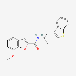 molecular formula C21H19NO3S B2484200 N-(1-(苯并[b]噻吩-3-基)丙基)-7-甲氧基苯并呋喃-2-甲酰胺 CAS No. 2034317-09-2