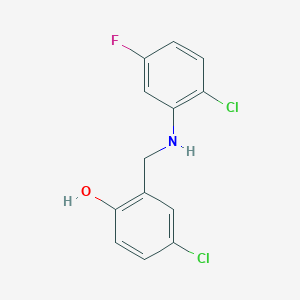 molecular formula C13H10Cl2FNO B2484201 4-氯-2-{[(2-氯-5-氟苯基)氨基]甲基}苯酚 CAS No. 1223879-87-5