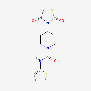 molecular formula C13H15N3O3S2 B2484204 4-(2,4-dioxothiazolidin-3-yl)-N-(thiophen-2-yl)piperidine-1-carboxamide CAS No. 2320682-04-8