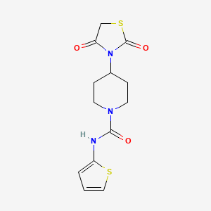 molecular formula C13H15N3O3S2 B2484204 4-(2,4-dioxo-1,3-thiazolidin-3-yl)-N-(thiophen-2-yl)piperidine-1-carboxamide CAS No. 2320682-04-8