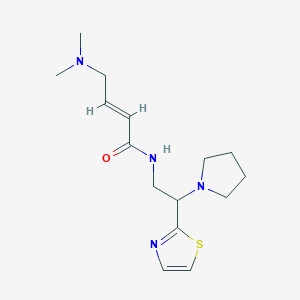 molecular formula C15H24N4OS B2484211 (E)-4-(Dimethylamino)-N-[2-pyrrolidin-1-yl-2-(1,3-thiazol-2-yl)ethyl]but-2-enamide CAS No. 2411332-15-3