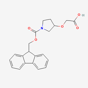 molecular formula C21H21NO5 B2484213 2-[1-(9H-Fluoren-9-ylmethoxycarbonyl)pyrrolidin-3-yl]oxyacetic acid CAS No. 2580236-64-0