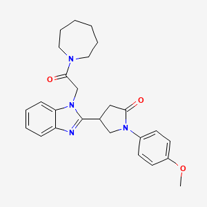 molecular formula C26H30N4O3 B2484219 4-[1-(2-氮杂庚烷-1-基-2-氧代乙基)-1H-苯并咪唑-2-基]-1-(4-甲氧基苯基)吡咯烷-2-酮 CAS No. 955453-88-0