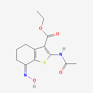 molecular formula C13H16N2O4S B2484259 乙酸 (7Z)-2-(乙酰氨基)-7-(羟亚胺基)-4,5,6,7-四氢-1-苯并噻吩-3-羧酯 CAS No. 108940-07-4
