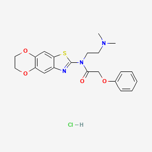 molecular formula C21H24ClN3O4S B2484267 N-(6,7-dihydro-[1,4]dioxino[2',3':4,5]benzo[1,2-d]thiazol-2-yl)-N-(2-(dimethylamino)ethyl)-2-phenoxyacetamide hydrochloride CAS No. 1321891-62-6