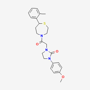molecular formula C24H29N3O3S B2484271 1-(4-Methoxyphenyl)-3-(2-oxo-2-(7-(o-tolyl)-1,4-thiazepan-4-yl)ethyl)imidazolidin-2-one CAS No. 1705100-00-0