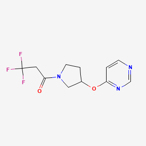 molecular formula C11H12F3N3O2 B2484274 3,3,3-Trifluoro-1-(3-(pyrimidin-4-yloxy)pyrrolidin-1-yl)propan-1-one CAS No. 2034502-27-5