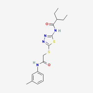 molecular formula C17H22N4O2S2 B2484278 2-ethyl-N-(5-((2-oxo-2-(m-tolylamino)ethyl)thio)-1,3,4-thiadiazol-2-yl)butanamide CAS No. 317328-82-8