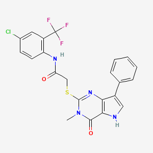 molecular formula C22H16ClF3N4O2S B2484282 N-(4-chloro-2-(trifluoromethyl)phenyl)-2-((3-methyl-4-oxo-7-phenyl-4,5-dihydro-3H-pyrrolo[3,2-d]pyrimidin-2-yl)thio)acetamide CAS No. 1261009-30-6