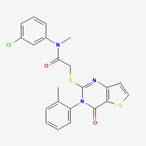 molecular formula C22H18ClN3O2S2 B2484307 N-(3-chlorophenyl)-N-methyl-2-{[3-(2-methylphenyl)-4-oxo-3,4-dihydrothieno[3,2-d]pyrimidin-2-yl]sulfanyl}acetamide CAS No. 1291839-25-2