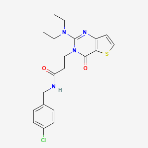 molecular formula C20H23ClN4O2S B2484308 N-(4-氰基苯基)-2-({4-[4-(4-甲氧基苯基)哌嗪-1-基]嘧啶-2-基}硫代)乙酰胺 CAS No. 1112418-06-0