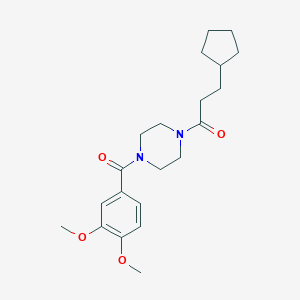 molecular formula C21H30N2O4 B248431 3-Cyclopentyl-1-[4-(3,4-dimethoxy-benzoyl)-piperazin-1-yl]-propan-1-one 