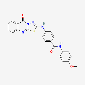 molecular formula C23H17N5O3S B2484310 N-(4-methoxyphenyl)-4-((5-oxo-5H-[1,3,4]thiadiazolo[2,3-b]quinazolin-2-yl)amino)benzamide CAS No. 1114600-67-7