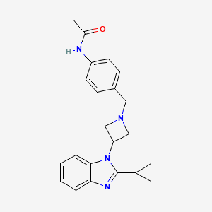 molecular formula C22H24N4O B2484318 N-[4-[[3-(2-Cyclopropylbenzimidazol-1-yl)azetidin-1-yl]methyl]phenyl]acetamide CAS No. 2380184-28-9