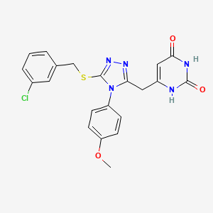 molecular formula C21H18ClN5O3S B2484320 6-((5-((3-氯苯甲基)硫代)-4-(4-甲氧基苯基)-4H-1,2,4-三唑-3-基)甲基)嘧啶-2,4(1H,3H)-二酮 CAS No. 852153-28-7
