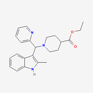 molecular formula C23H27N3O2 B2484326 1-((2-メチル-1H-インドール-3-イル)(ピリジン-2-イル)メチル)ピペリジン-4-カルボン酸エチル CAS No. 380539-15-1