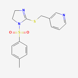 molecular formula C16H17N3O2S2 B2484344 3-[[1-(4-Methylphenyl)sulfonyl-4,5-dihydroimidazol-2-yl]sulfanylmethyl]pyridine CAS No. 868218-73-9