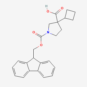 molecular formula C24H25NO4 B2484352 3-Cyclobutyl-1-(9H-fluoren-9-ylmethoxycarbonyl)pyrrolidine-3-carboxylic acid CAS No. 2287283-66-1