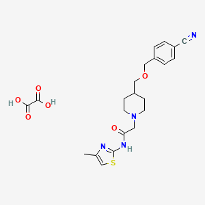 molecular formula C22H26N4O6S B2484361 2-(4-(((4-氰基苄氧)甲基)哌啶-1-基)-N-(4-甲基噻唑-2-基)乙酰胺 草酸盐 CAS No. 1396807-56-9