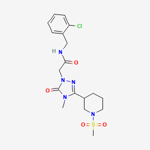 molecular formula C18H24ClN5O4S B2484367 N-(2-chlorobenzyl)-2-(4-methyl-3-(1-(methylsulfonyl)piperidin-3-yl)-5-oxo-4,5-dihydro-1H-1,2,4-triazol-1-yl)acetamide CAS No. 1105212-97-2