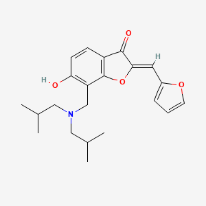 molecular formula C22H27NO4 B2484368 (Z)-7-((diisobutylamino)methyl)-2-(furan-2-ylmethylene)-6-hydroxybenzofuran-3(2H)-one CAS No. 929456-37-1
