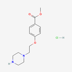 molecular formula C14H21ClN2O3 B2484378 Methyl 4-(2-piperazinoethoxy)benzenecarboxylate hydrochloride CAS No. 1170473-34-3