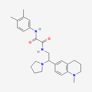 molecular formula C26H34N4O2 B2484380 N1-(3,4-dimethylphenyl)-N2-(2-(1-methyl-1,2,3,4-tetrahydroquinolin-6-yl)-2-(pyrrolidin-1-yl)ethyl)oxalamide CAS No. 922013-08-9