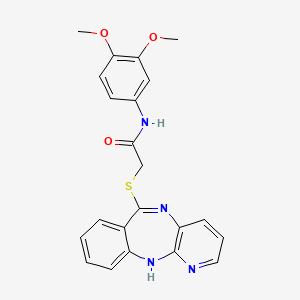 molecular formula C22H20N4O3S B2484383 2-((11H-benzo[e]pyrido[3,2-b][1,4]diazepin-6-yl)thio)-N-(3,4-dimethoxyphenyl)acetamide CAS No. 920201-48-5