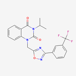 molecular formula C21H17F3N4O3 B2484404 3-isopropyl-1-((3-(3-(trifluoromethyl)phenyl)-1,2,4-oxadiazol-5-yl)methyl)quinazoline-2,4(1H,3H)-dione CAS No. 1105240-15-0