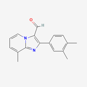 molecular formula C17H16N2O B2484410 2-(3,4-Dimethylphenyl)-8-methylimidazo[1,2-a]pyridine-3-carbaldehyde CAS No. 881042-12-2