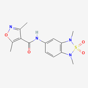 molecular formula C14H16N4O4S B2484414 N-(1,3-dimethyl-2,2-dioxido-1,3-dihydrobenzo[c][1,2,5]thiadiazol-5-yl)-3,5-dimethylisoxazole-4-carboxamide CAS No. 2034456-56-7